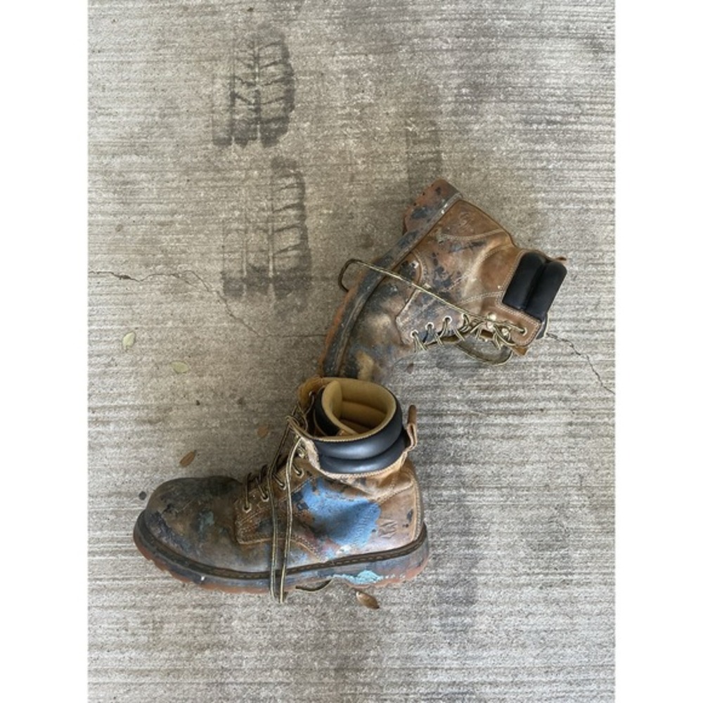 Ningo Mens Steel‎ Toe Work Boots Size 8.5 Brown Lace Up Paint Distressed